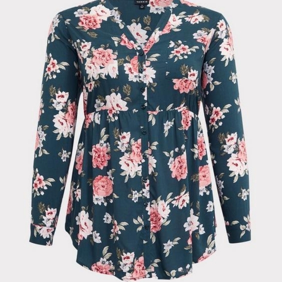 TORRID Emma Babydoll Challis Button-Front TUNIC - Good used condition - Sz 6 - Picture 4 of 7